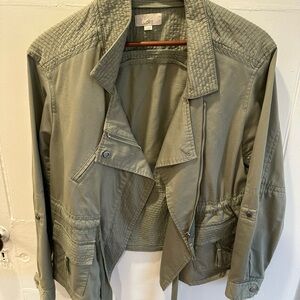 LOFT Olive Green Utility Jacket with Quilted Shoulders